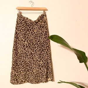 Anthropologie Leopard Print Midi Skirt